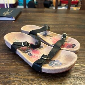 Naot Black Two Strap Floral Sandals
